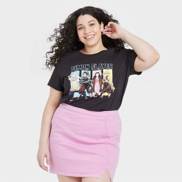 Demon Slayer Tops - Demon Slayer - Women's Demon Slayer Short Sleeve Graphic T-Shirt Size M Black